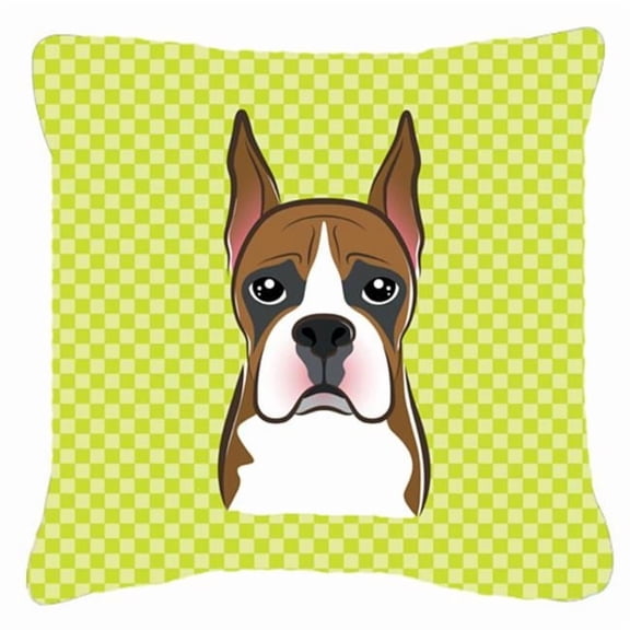 Checkerboard Lime Green Boxer Fabric Decorative Pillow- 14 x 14 In.
