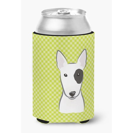 Checkerboard Lime Green Bull Terrier Can or Bottle Hugger