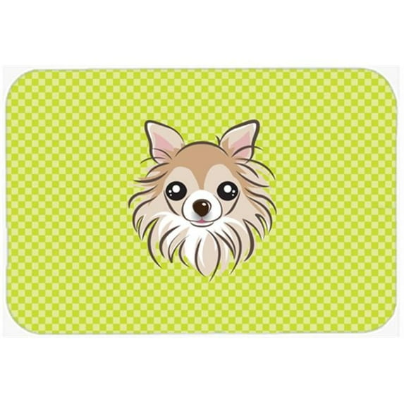 Checkerboard Lime Green Chihuahua Mouse Pad, Hot Pad Or Trivet, 7.75 x 9.25 In.