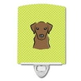 thumbnail image 1 of Checkerboard Lime Green Chocolate Labrador Ceramic Night Light, 1 of 1