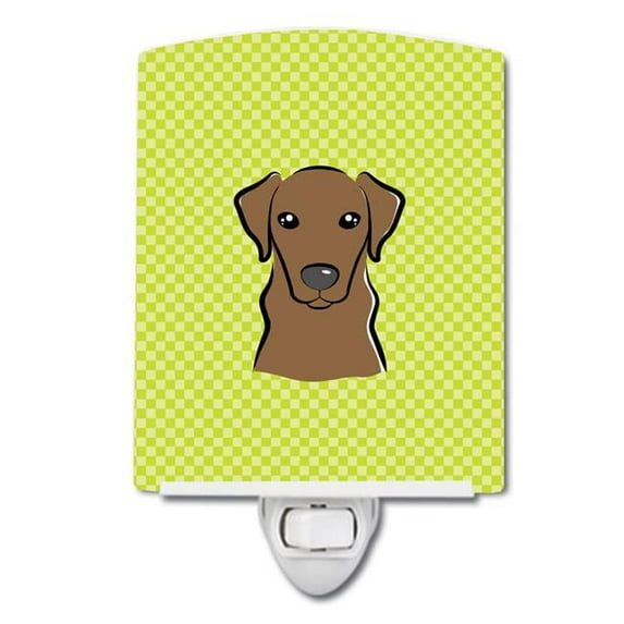 Checkerboard Lime Green Chocolate Labrador Ceramic Night Light