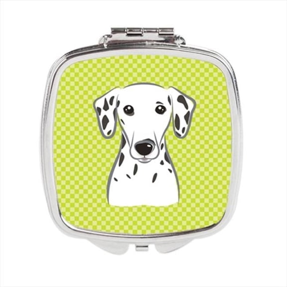 Checkerboard Lime Green Dalmatian Compact Mirror, 2.75 x 3 x .3 In.