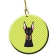 thumbnail image 1 of Checkerboard Lime Green Doberman Ceramic Ornament, 2.81 In., 1 of 1
