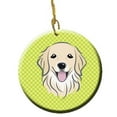thumbnail image 1 of Checkerboard Lime Green Golden Retriever Ceramic Ornament, 2.81 In., 1 of 1