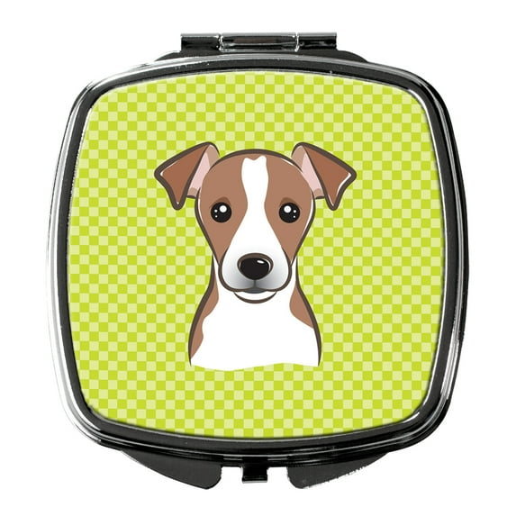 Checkerboard Lime Green Jack Russell Terrier Compact Mirror BB1322SCM