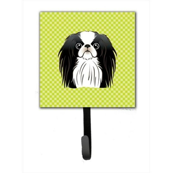 Checkerboard Lime Green Japanese Chin Leash Or Key Holder, 4.25 W x 7 H In.