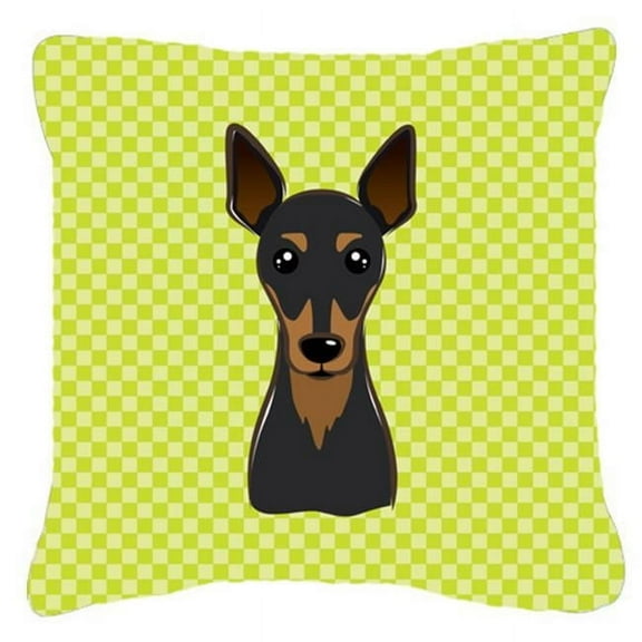 Checkerboard Lime Green Min Pin Fabric Decorative Pillow- 18 x 18 In.