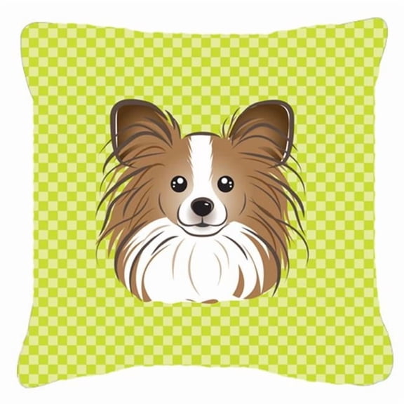 Checkerboard Lime Green Papillon Fabric Decorative Pillow- 18 x 18 In.