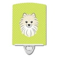 thumbnail image 1 of Checkerboard Lime Green Pomeranian Ceramic Night Light, 1 of 1
