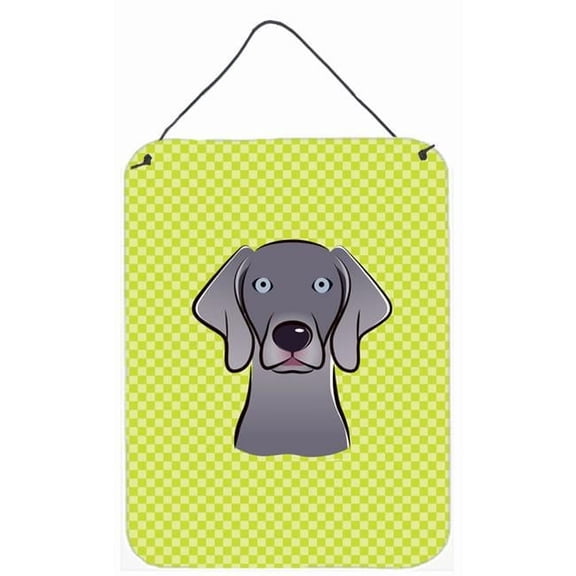Checkerboard Lime Green Weimaraner Wall and Door Hanging Prints