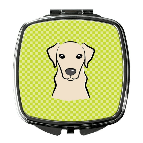 Checkerboard Lime Green Yellow Labrador Compact Mirror BB1284SCM