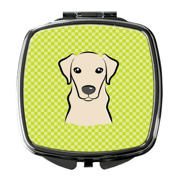 Checkerboard Lime Green Yellow Labrador Compact Mirror BB1284SCM