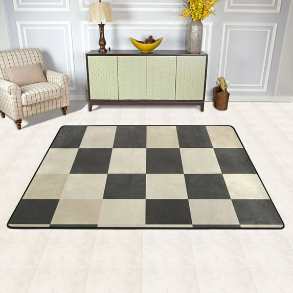 Checkerboard Pattern Area Rug Washable 72 x 48 Floor Carpet Mat Non Slip for Bedroom Living Room Kids Room Home Decor