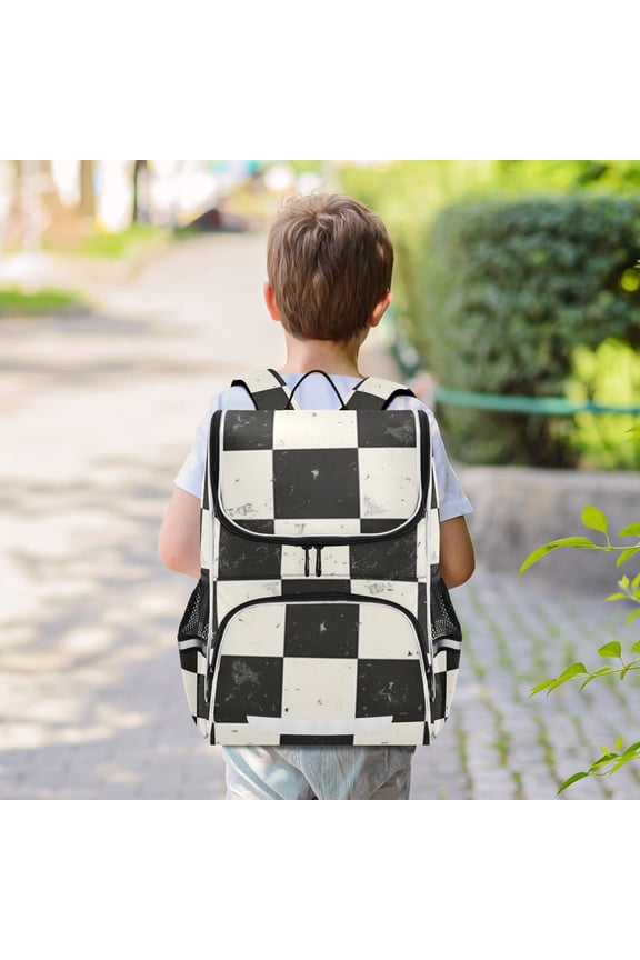 Checkerboard Pattern Backpack Big Laptop Backpack Casual Daypack Quilted Large Capacity Large Bookbags