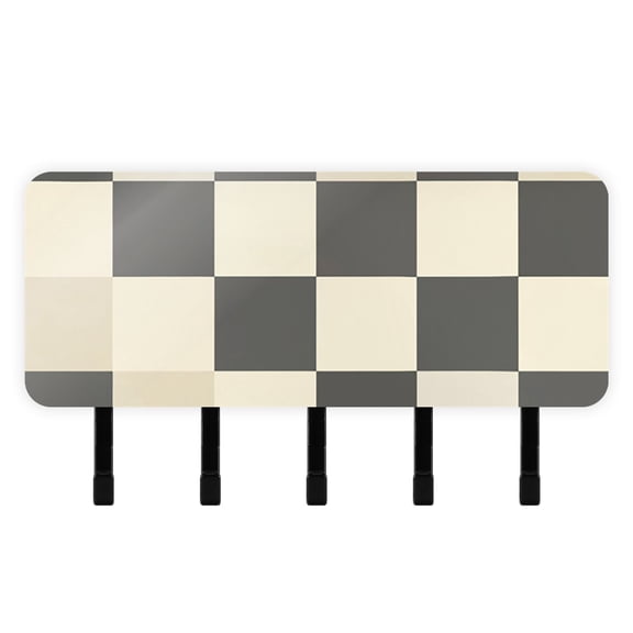 Checkerboard Pattern Mail Holder Organizer Wall Mount with Shelf Key Holder Key Rack with 5 Key Hooks for Wall Decorative