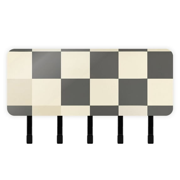 Checkerboard Pattern Mail Holder Organizer Wall Mount with Shelf Key Holder Key Rack with 5 Key Hooks for Wall Decorative