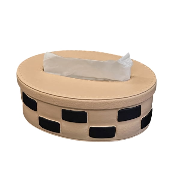 Checkerboard Pattern Tissue Box Cover, Modern Napkin Dispenser, Decorative Rectangular Tissue Holder, Living Room Decor, Beige