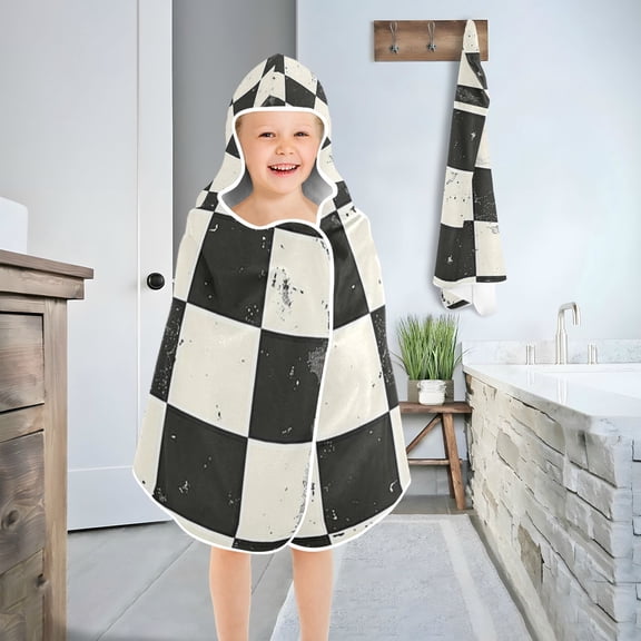 Checkerboard Pattern Toddler Bath Towel Baby Kid Bath Towels Beach Towel Super Soft and Absorbent for Girl Boy