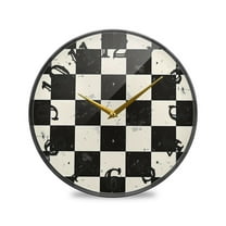Checkerboard Pattern Wall Clock 10 Inch Silent Non Ticking Battery Operated Easy to Read for Kitchen Living Room