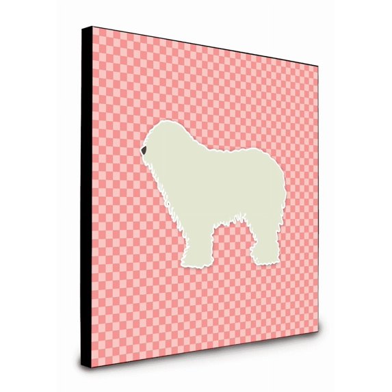 Carolines Treasures BB3655UP88 8 x 8 x 0.625 in. Komondor Checkerboard Pink Artwork Panel Wall Decor