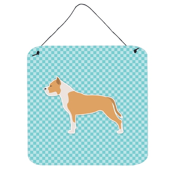 Carolines Treasures BB3754DS66 Staffordshire Bull Terrier Checkerboard Blue Wall or Door Hanging Prints