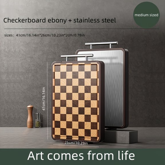 Checkerboard Pattern Wooden Cutting Board, Serving Board for Meat Cheese Bread Veggies Fruit, Kitchen Gadget, Christmas Winter Gift for Home Dorm