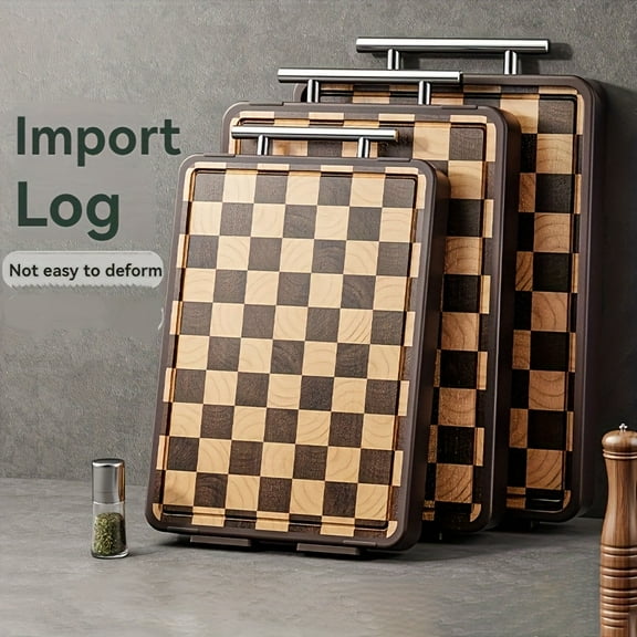 Checkerboard Pattern Wooden Cutting Board for Meat, Cheese, Bread, Vegetables and Fruits - Home Dormitory Kitchen Gadgets, Christmas/Winter Gifts