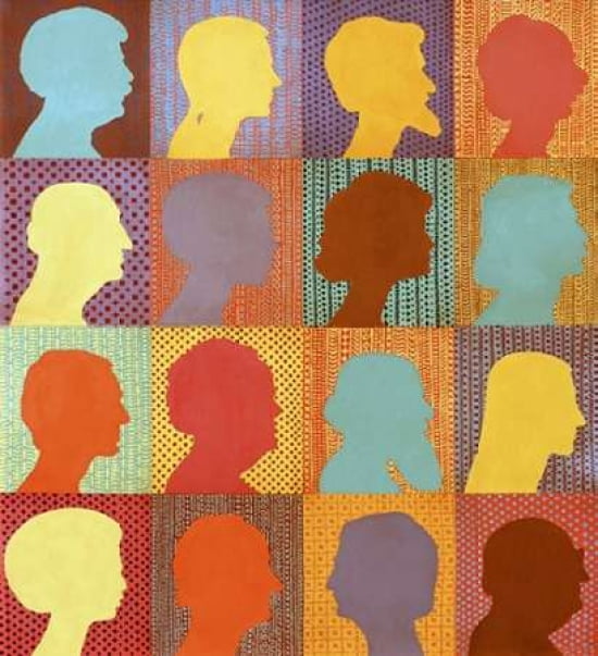 Checkerboard People Canvas Art - John Newcomb (24 x 24)