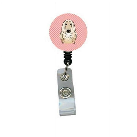 Checkerboard Pink Afghan Hound Retractable Badge Reel