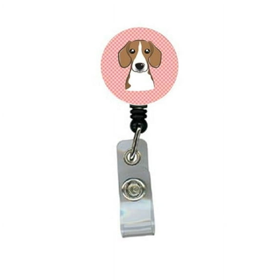 Checkerboard Pink Beagle Retractable Badge Reel