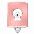 thumbnail image 1 of Checkerboard Pink Bichon Frise Ceramic Night Light, 1 of 1