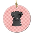 thumbnail image 1 of Checkerboard Pink Black Labrador Ceramic Ornament, 1 of 2