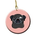 thumbnail image 1 of Checkerboard Pink Black Pug Ceramic Ornament, 2.81 In., 1 of 1