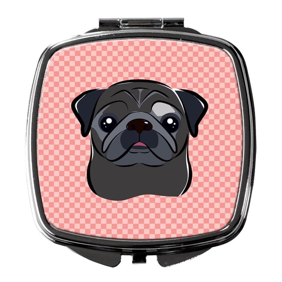 Checkerboard Pink Black Pug Compact Mirror BB1263SCM