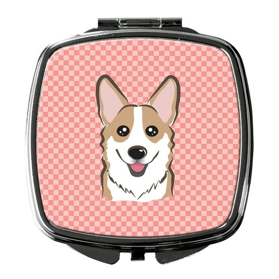 Checkerboard Pink Corgi Compact Mirror BB1253SCM