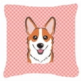 thumbnail image 1 of Checkerboard Pink Corgi Fabric Decorative Pillow, 1 of 4