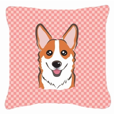Checkerboard Pink Corgi Fabric Decorative Pillow