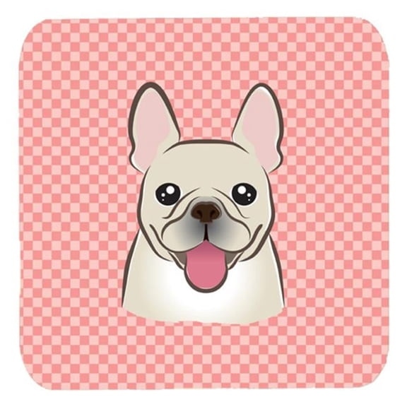 Checkerboard Pink French Bulldog Foam Coasters- Set Of 4