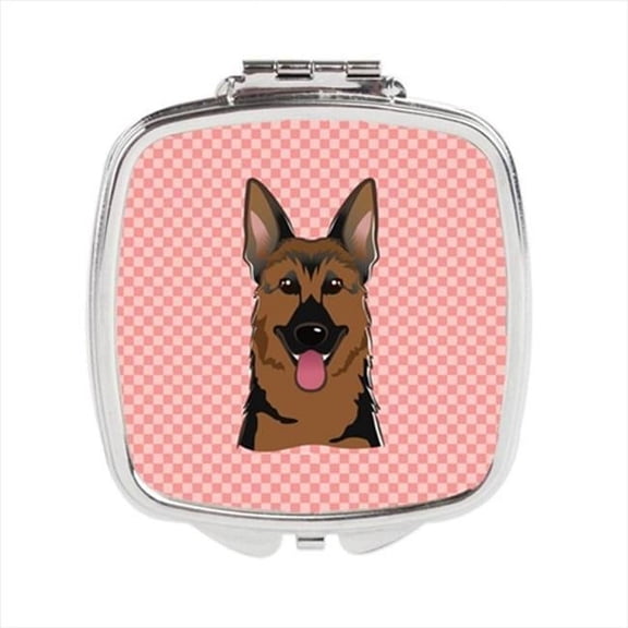 Checkerboard Pink German Shepherd Compact Mirror, 2.75 x 3 x .3 In.