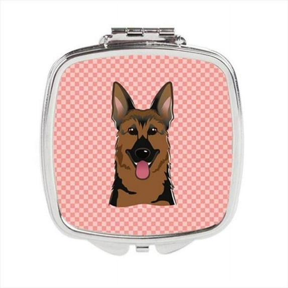 Checkerboard Pink German Shepherd Compact Mirror, 2.75 x 3 x .3 In.