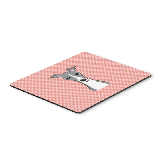 Checkerboard Pink Italian Greyhound Mouse Pad Hot Pad or Trivet