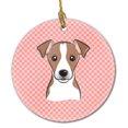 thumbnail image 1 of Checkerboard Pink Jack Russell Terrier Ceramic Ornament, 1 of 3