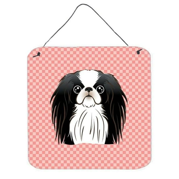 Checkerboard Pink Japanese Chin Aluminum Metal Wall Or Door Hanging Prints, 6 x 6 In.