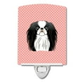 thumbnail image 1 of Checkerboard Pink Japanese Chin Ceramic Night Light, 1 of 1