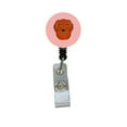 thumbnail image 1 of Checkerboard Pink Longhair Red Dachshund Retractable Badge Reel, 1 of 1