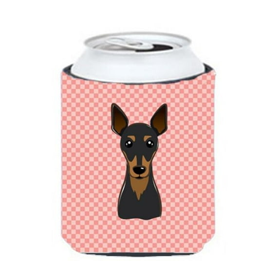 Checkerboard Pink Min Pin Can or Bottle Hugger