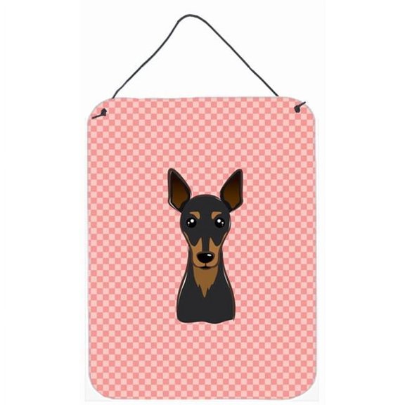 Checkerboard Pink Min Pin Wall and Door Hanging Prints