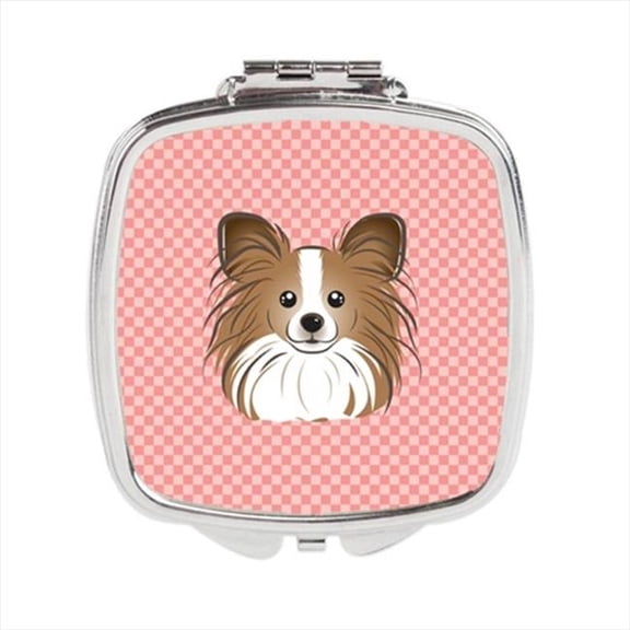 Checkerboard Pink Papillon Compact Mirror