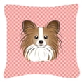 thumbnail image 1 of Checkerboard Pink Papillon Fabric Decorative Pillow, 18 x 18 In., 1 of 1