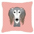 thumbnail image 1 of Checkerboard Pink Saluki Fabric Decorative Pillow, 1 of 3